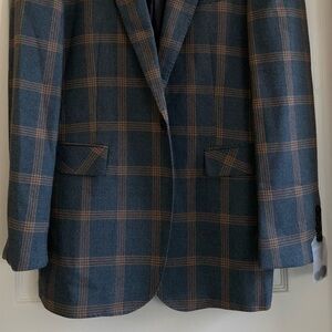Classic Blue and Brown Plaid Blazer